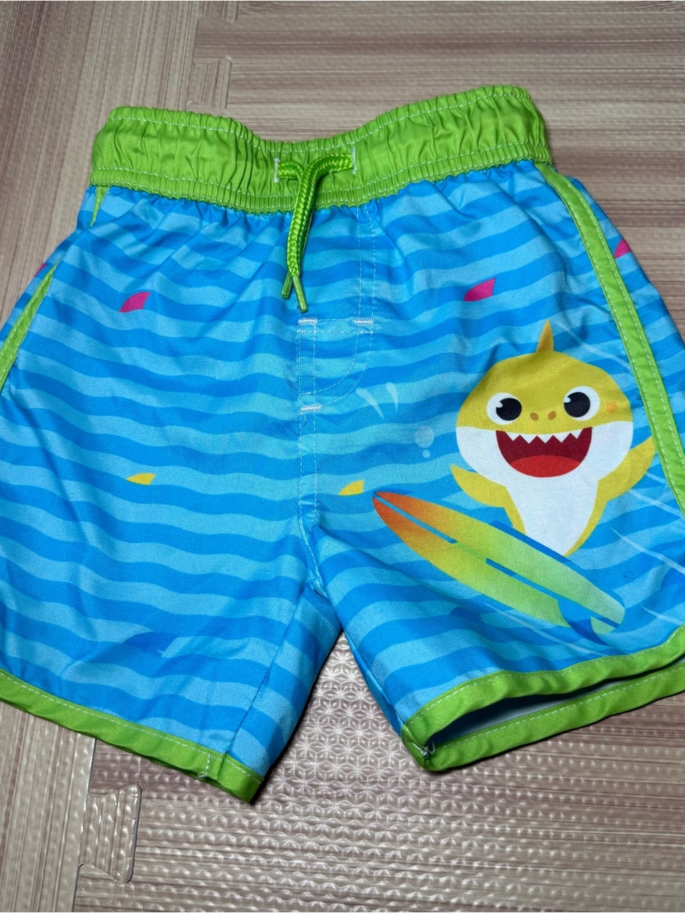 Baby Shark Swim Trunks Toddler 2T Pinkfong Blue Green Board Shorts Boys